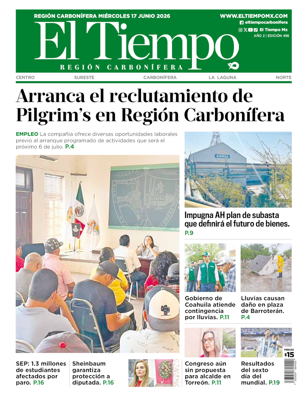Edición impresa de El Tiempo Región Carbonífera