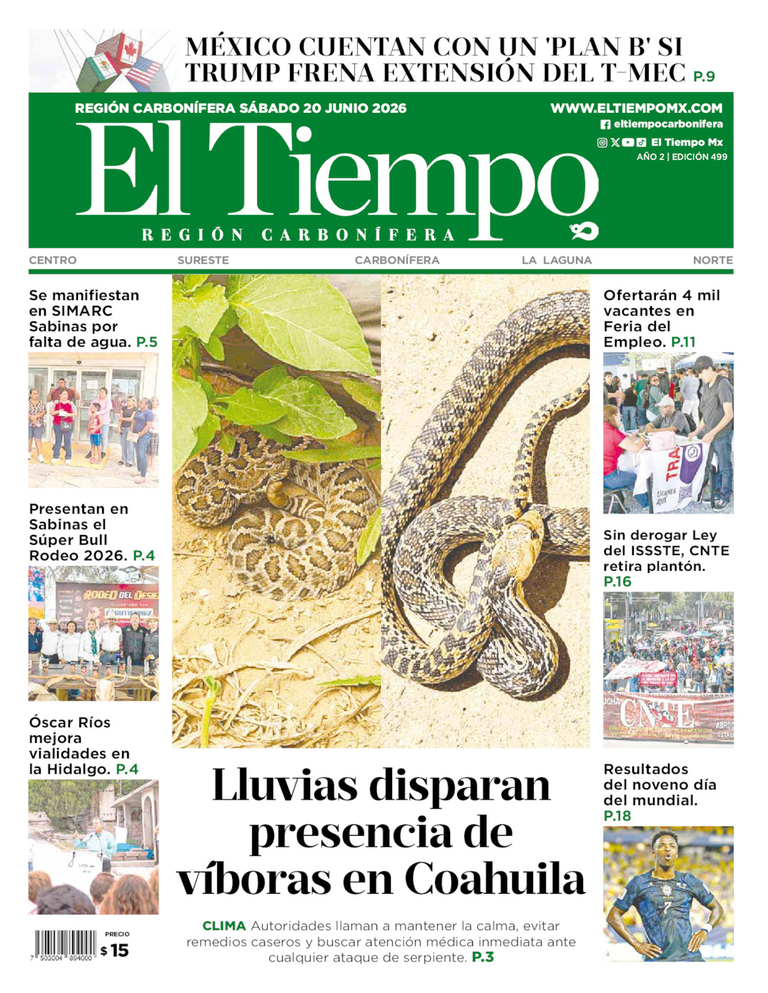 Edición impresa de El Tiempo Región Carbonífera