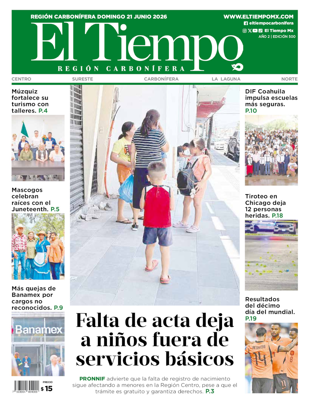 Edición impresa de El Tiempo Región Carbonífera