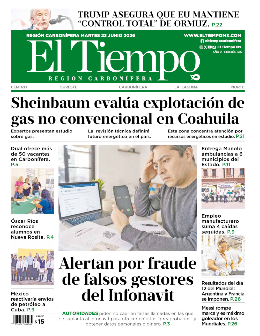 Edición impresa de El Tiempo Región Carbonífera