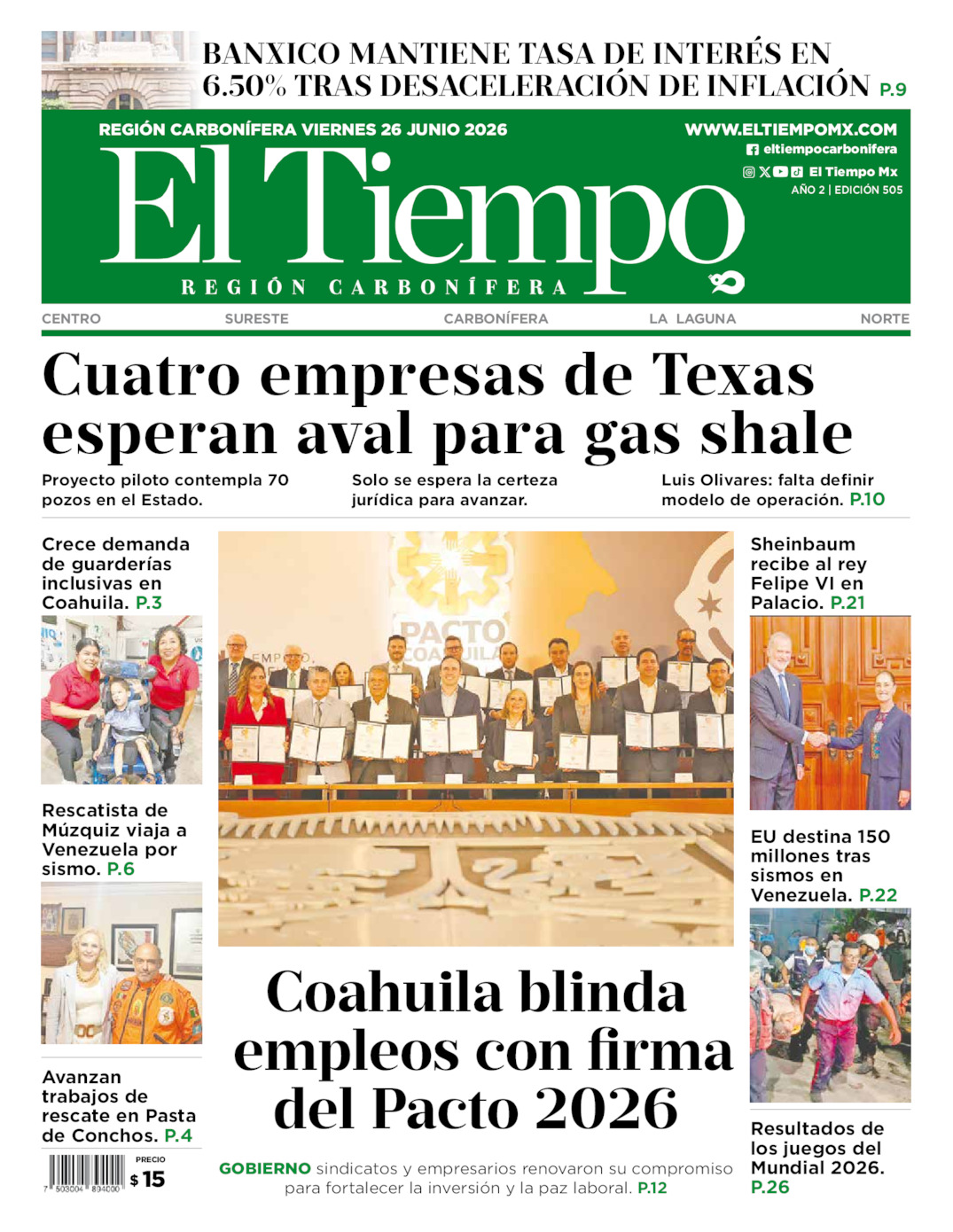 Edición impresa de El Tiempo Región Carbonífera