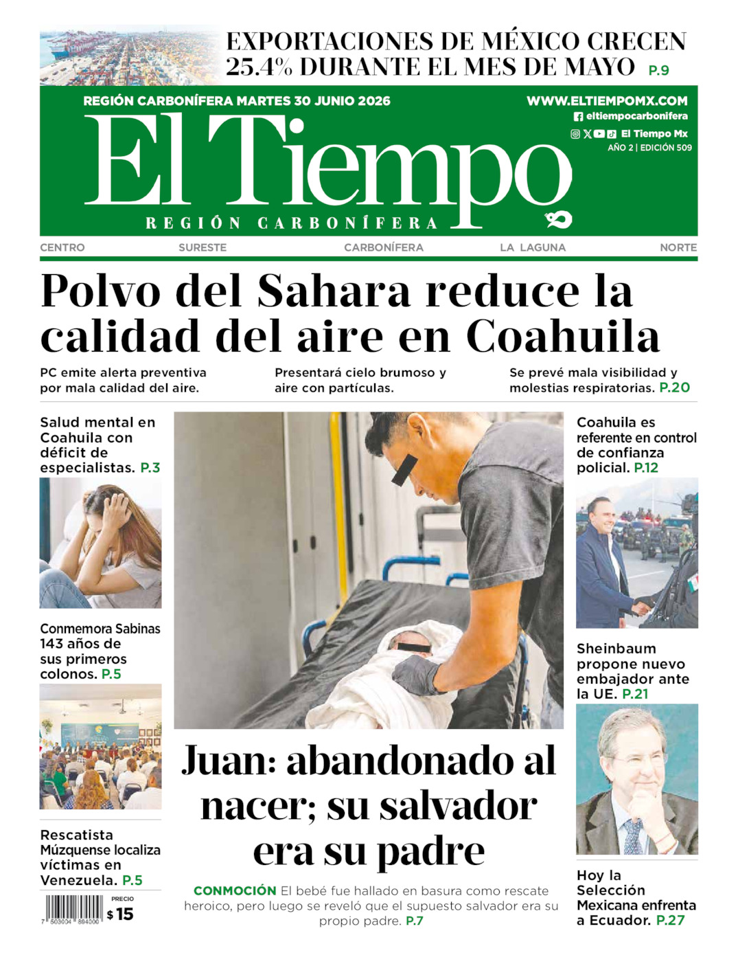 Edición impresa de El Tiempo Región Carbonífera