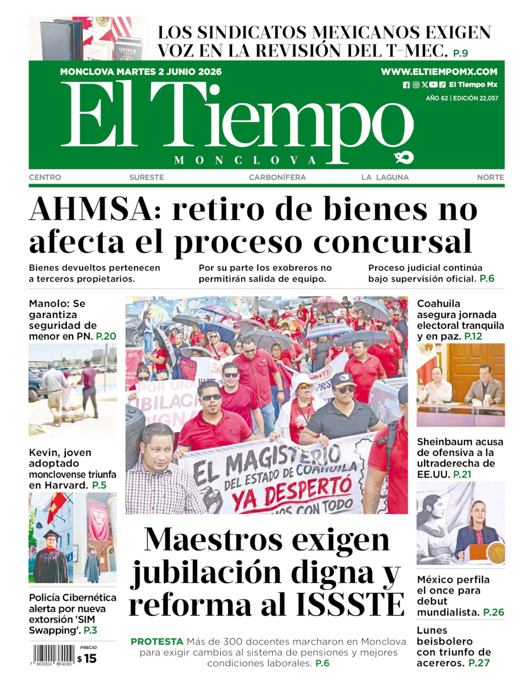 Edición impresa de El Tiempo Monclova