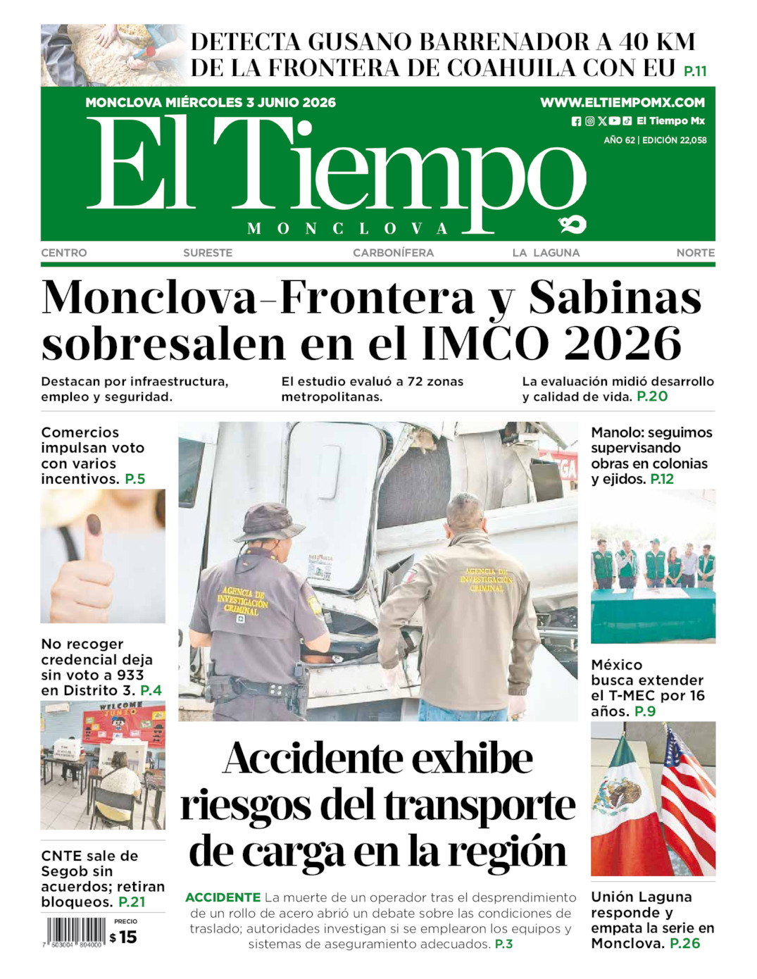 Edición impresa de El Tiempo Monclova