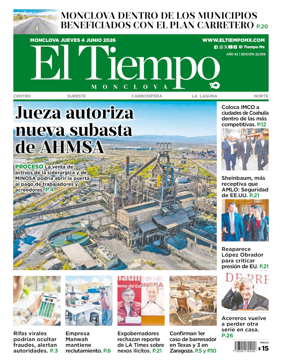 Edición impresa de El Tiempo Monclova