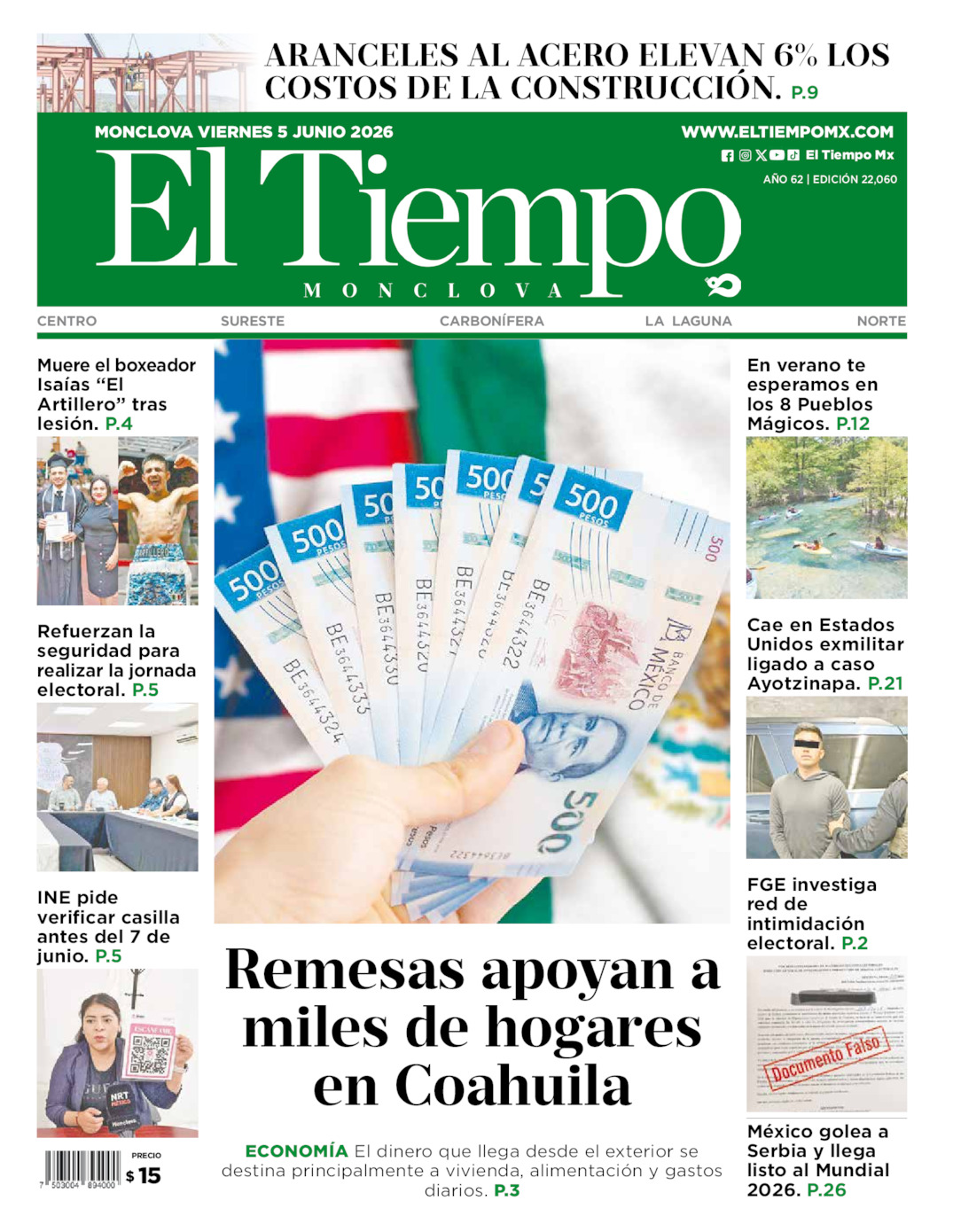 Edición impresa de El Tiempo Monclova