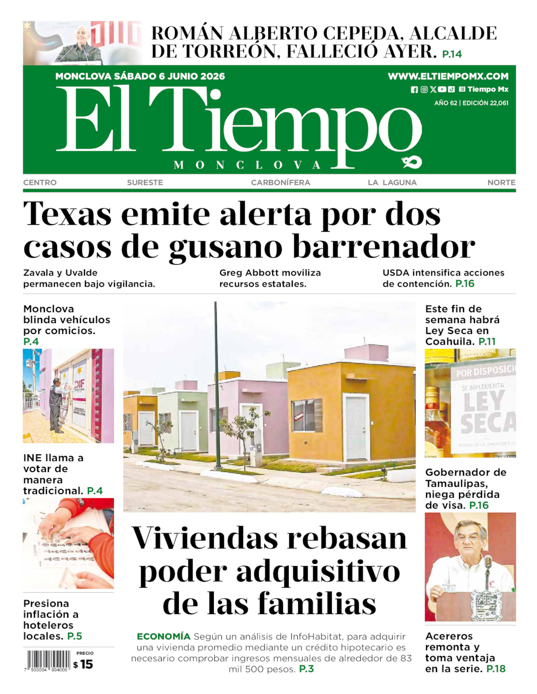 Edición impresa de El Tiempo Monclova