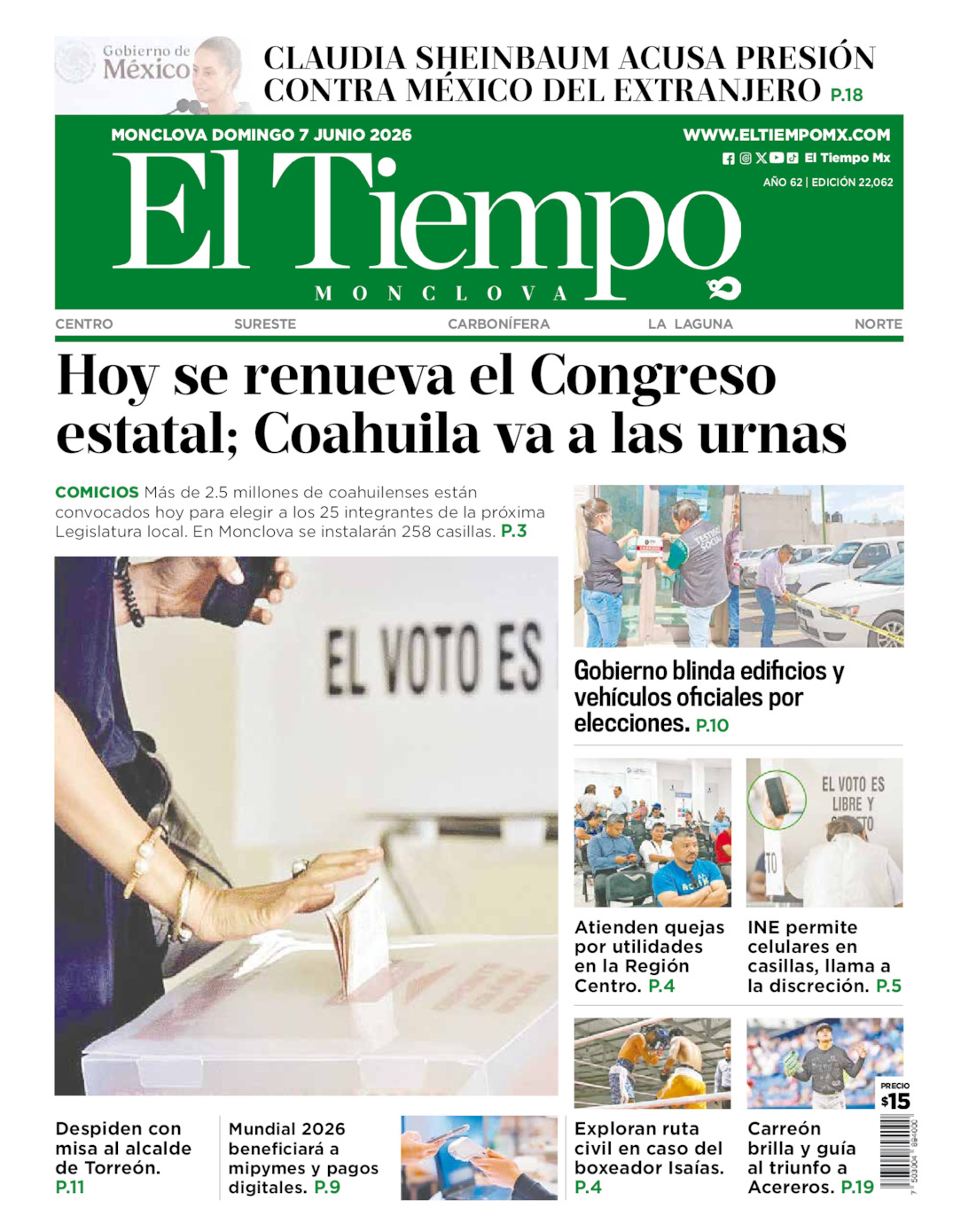 Edición impresa de El Tiempo Monclova