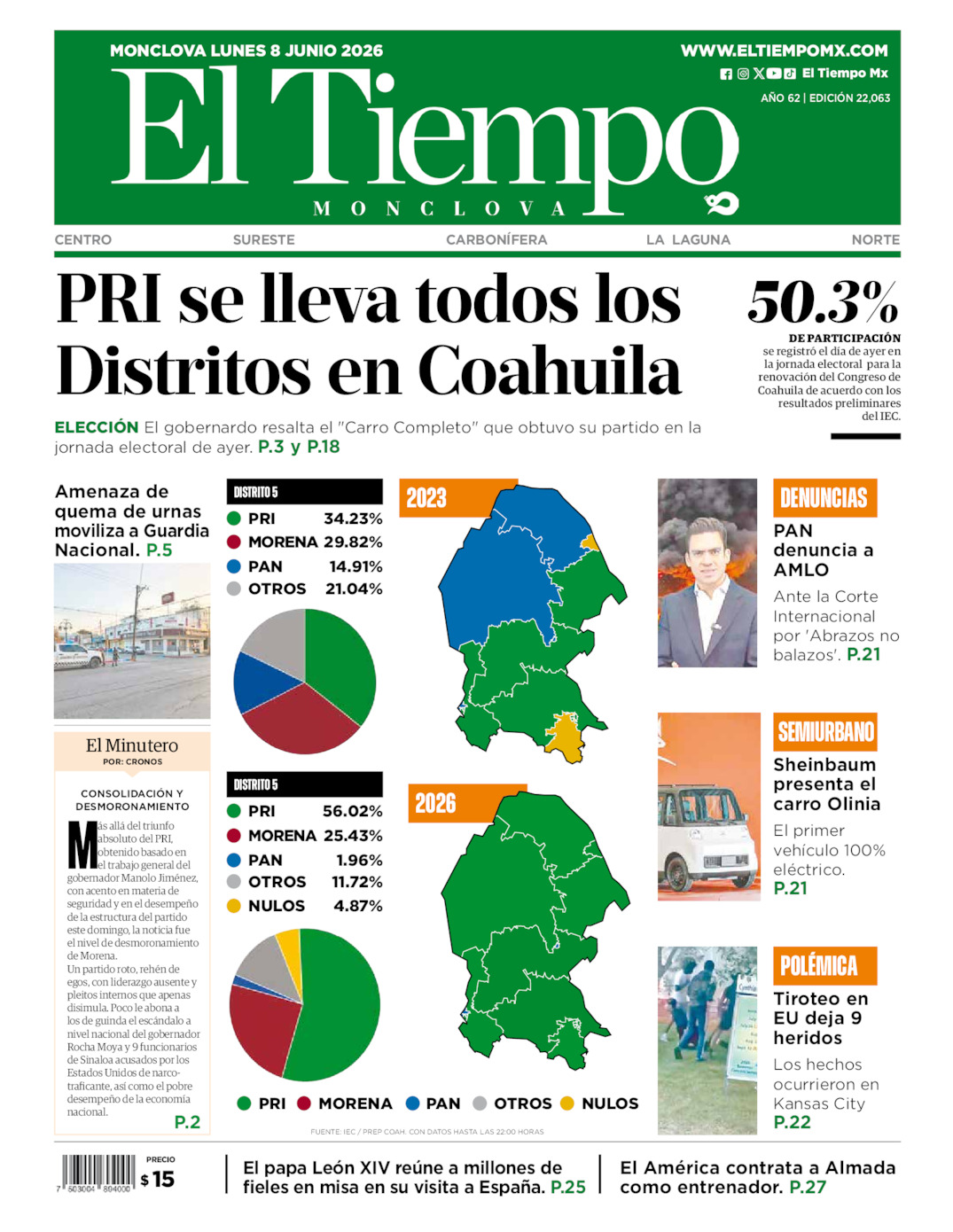 Edición impresa de El Tiempo Monclova