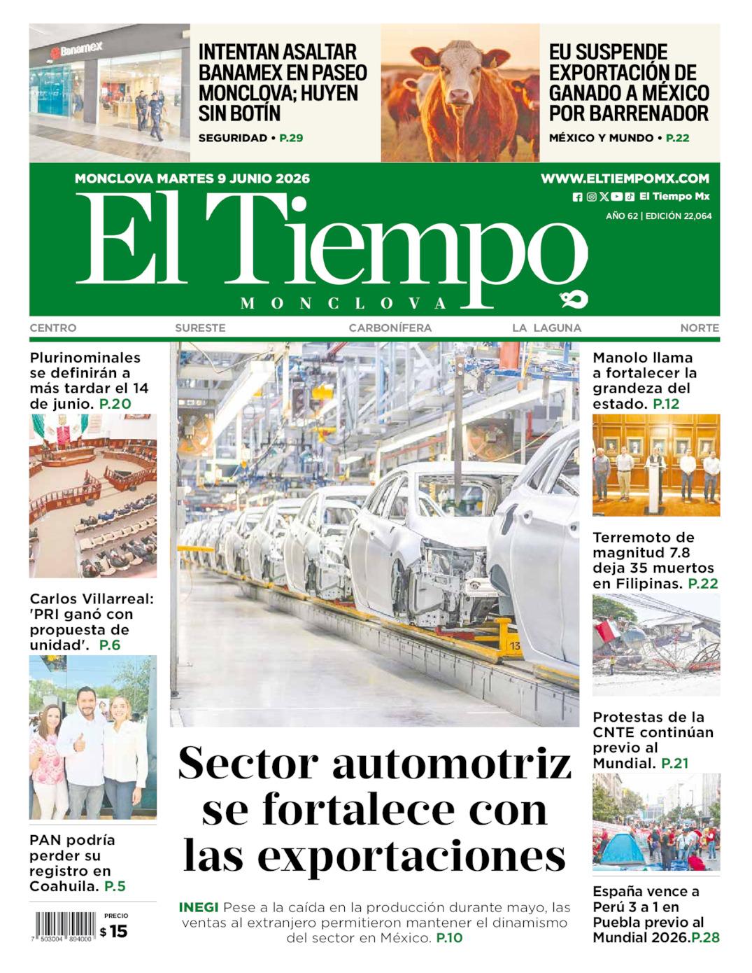 Edición impresa de El Tiempo Monclova