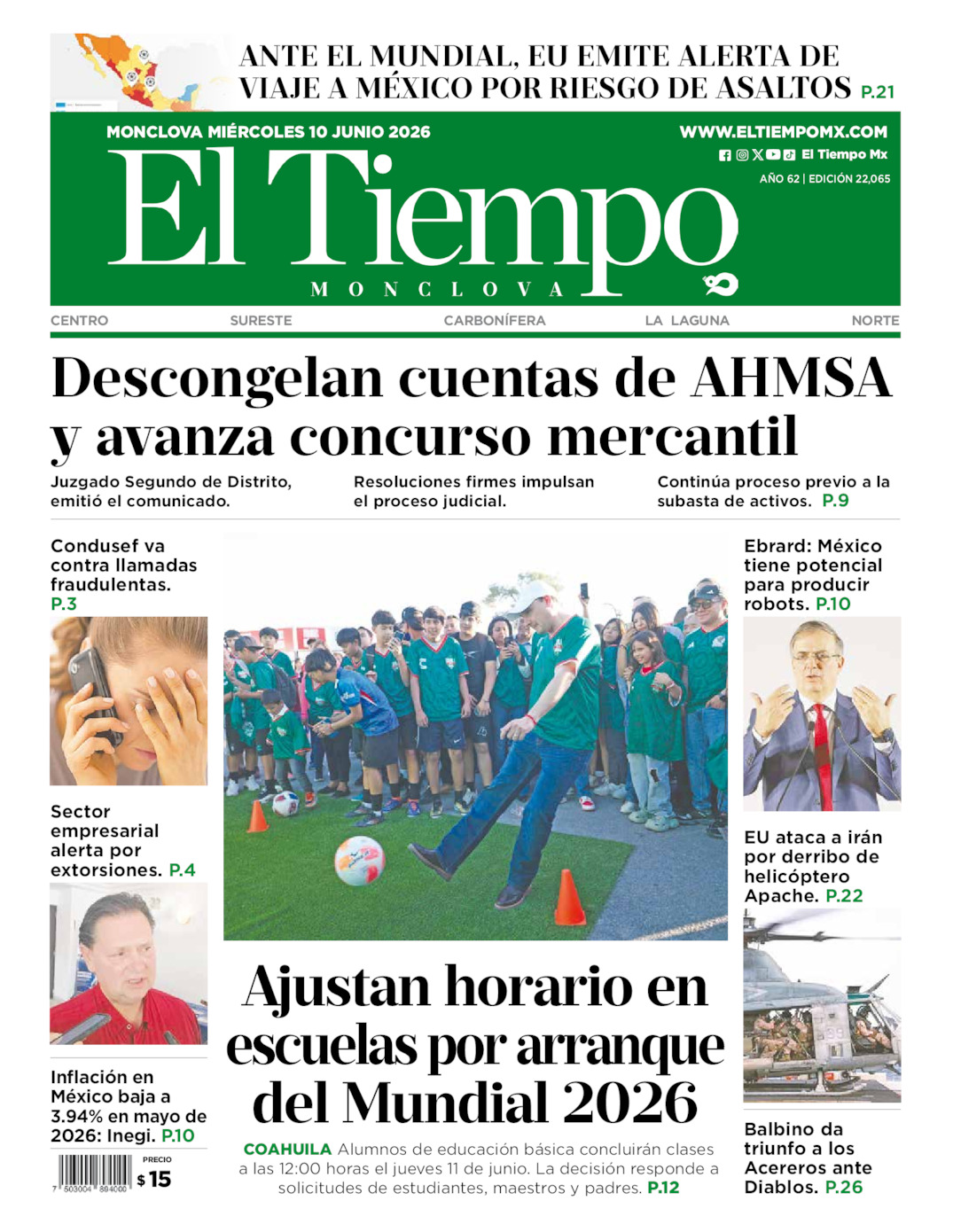 Edición impresa de El Tiempo Monclova