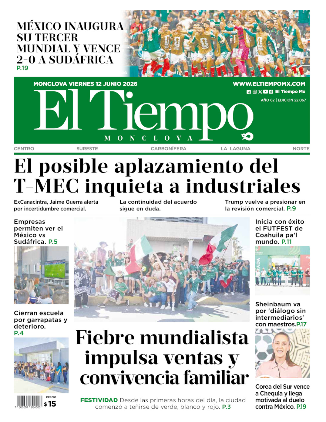 Edición impresa de El Tiempo Monclova