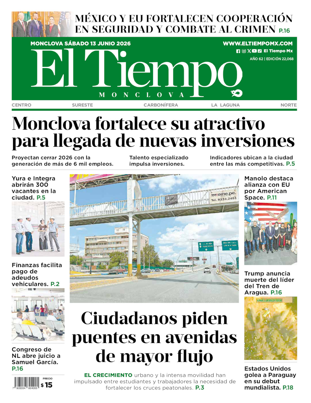 Edición impresa de El Tiempo Monclova