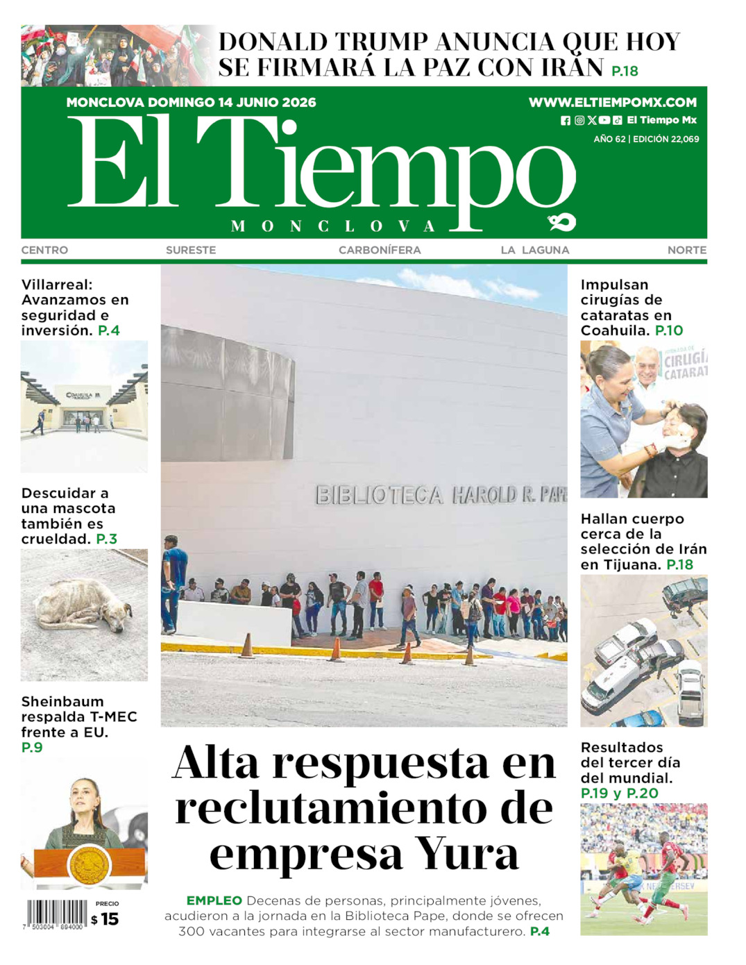 Edición impresa de El Tiempo Monclova