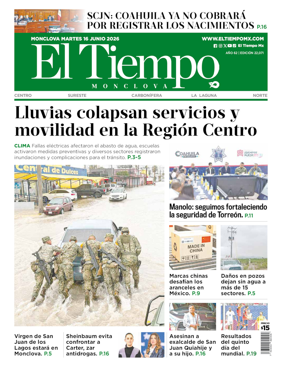 Edición impresa de El Tiempo Monclova