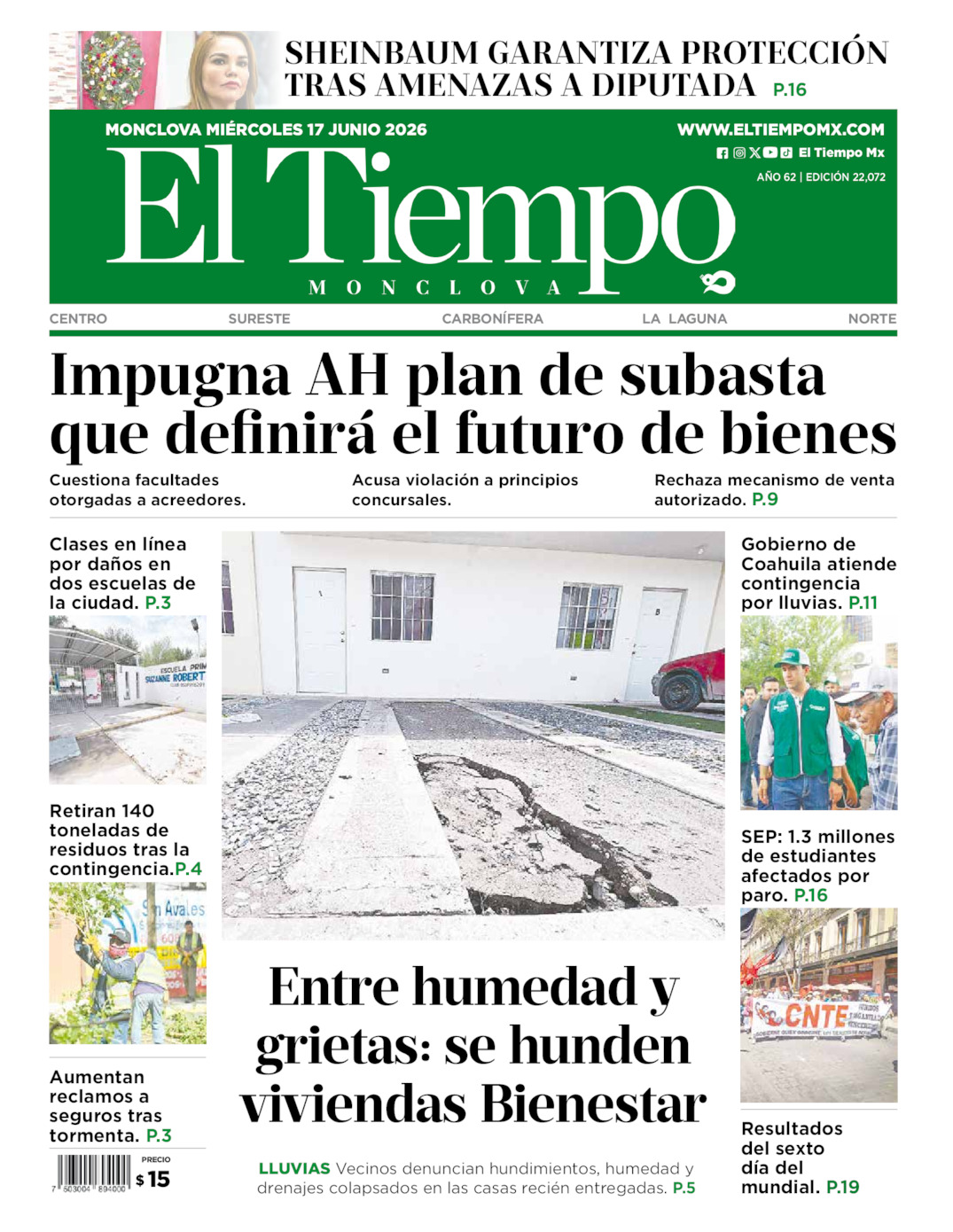 Edición impresa de El Tiempo Monclova