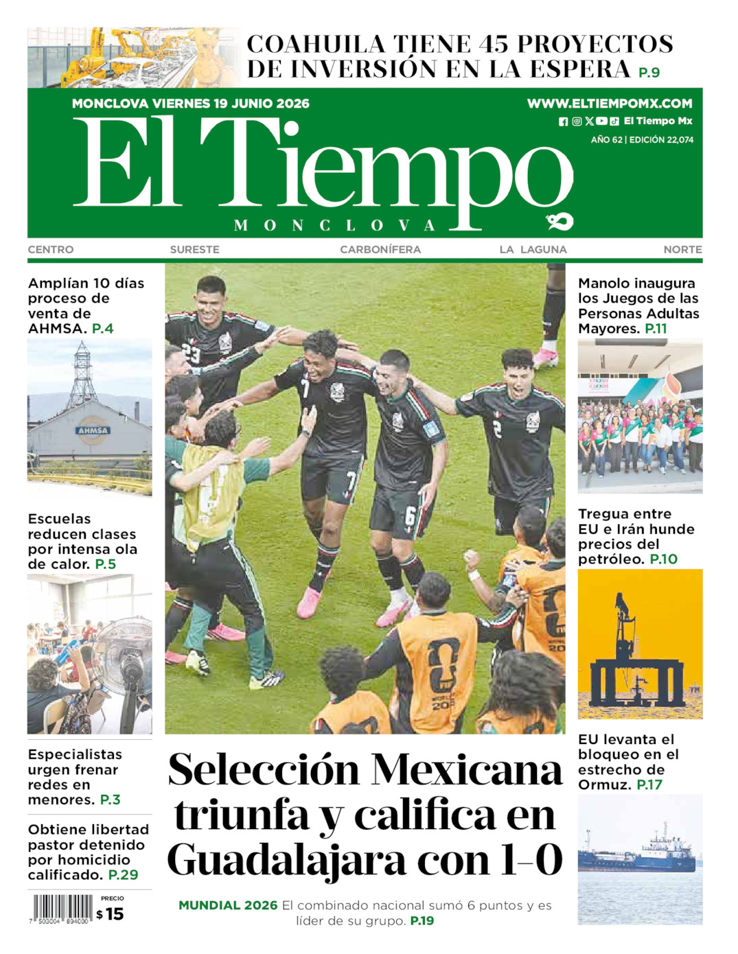 Edición impresa de El Tiempo Monclova