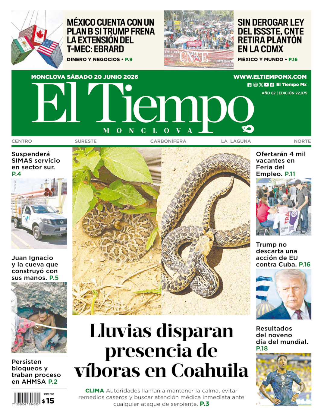 Edición impresa de El Tiempo Monclova