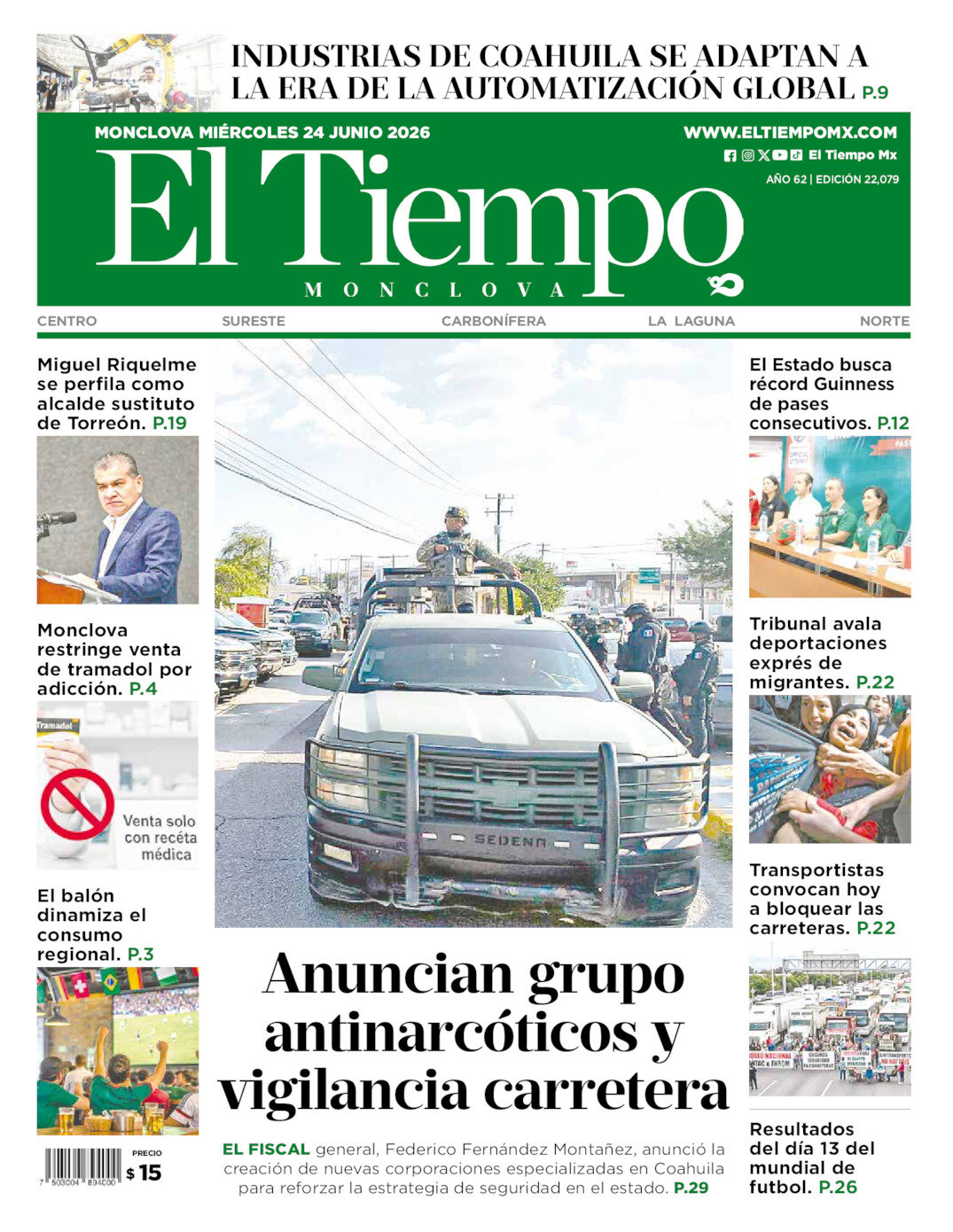 Portada del mié 24 de junio de 2026
