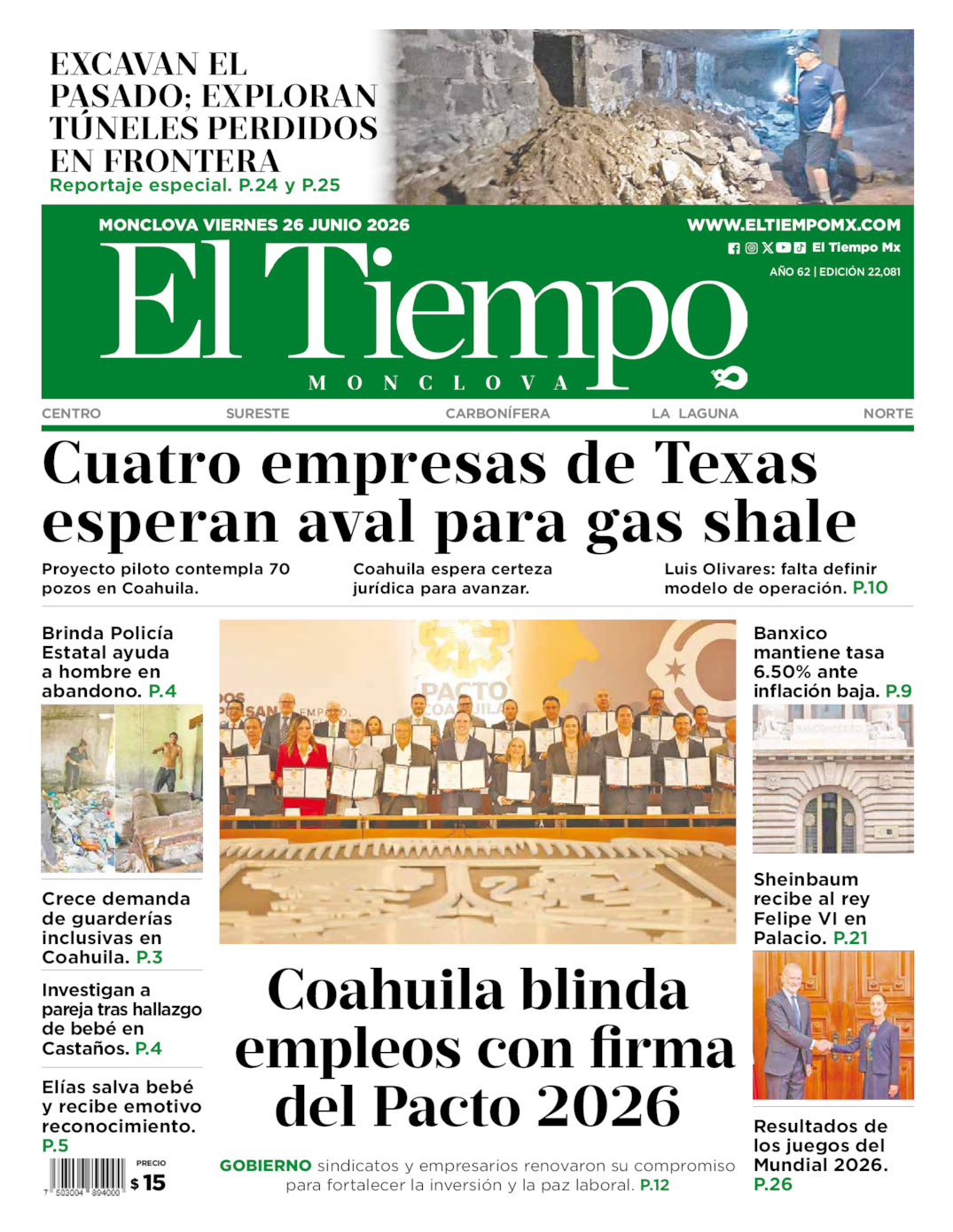 Edición impresa de El Tiempo Monclova