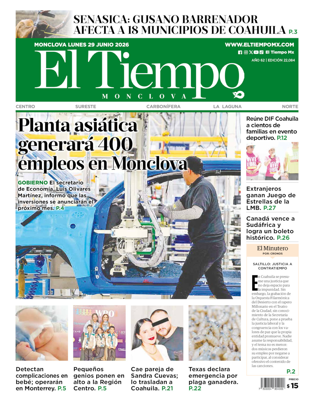 Edición impresa de El Tiempo Monclova
