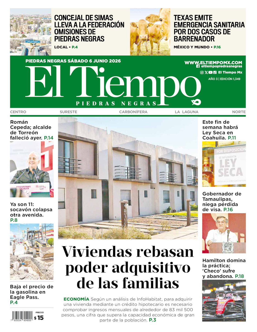 Edición impresa de El Tiempo Piedras Negras