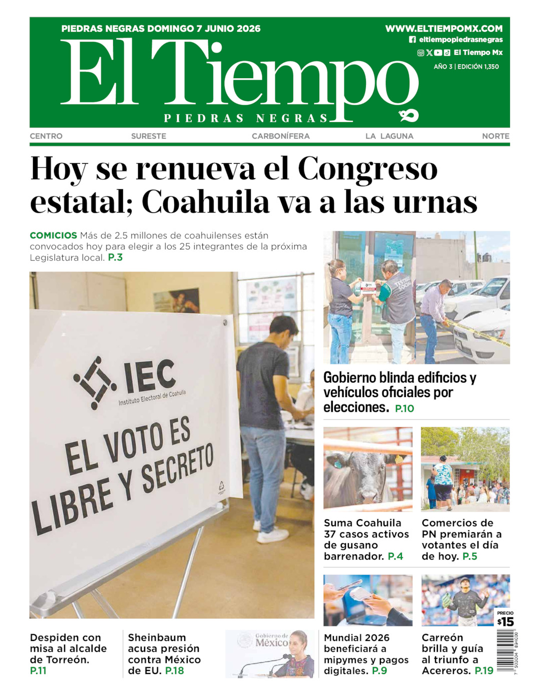 Edición impresa de El Tiempo Piedras Negras