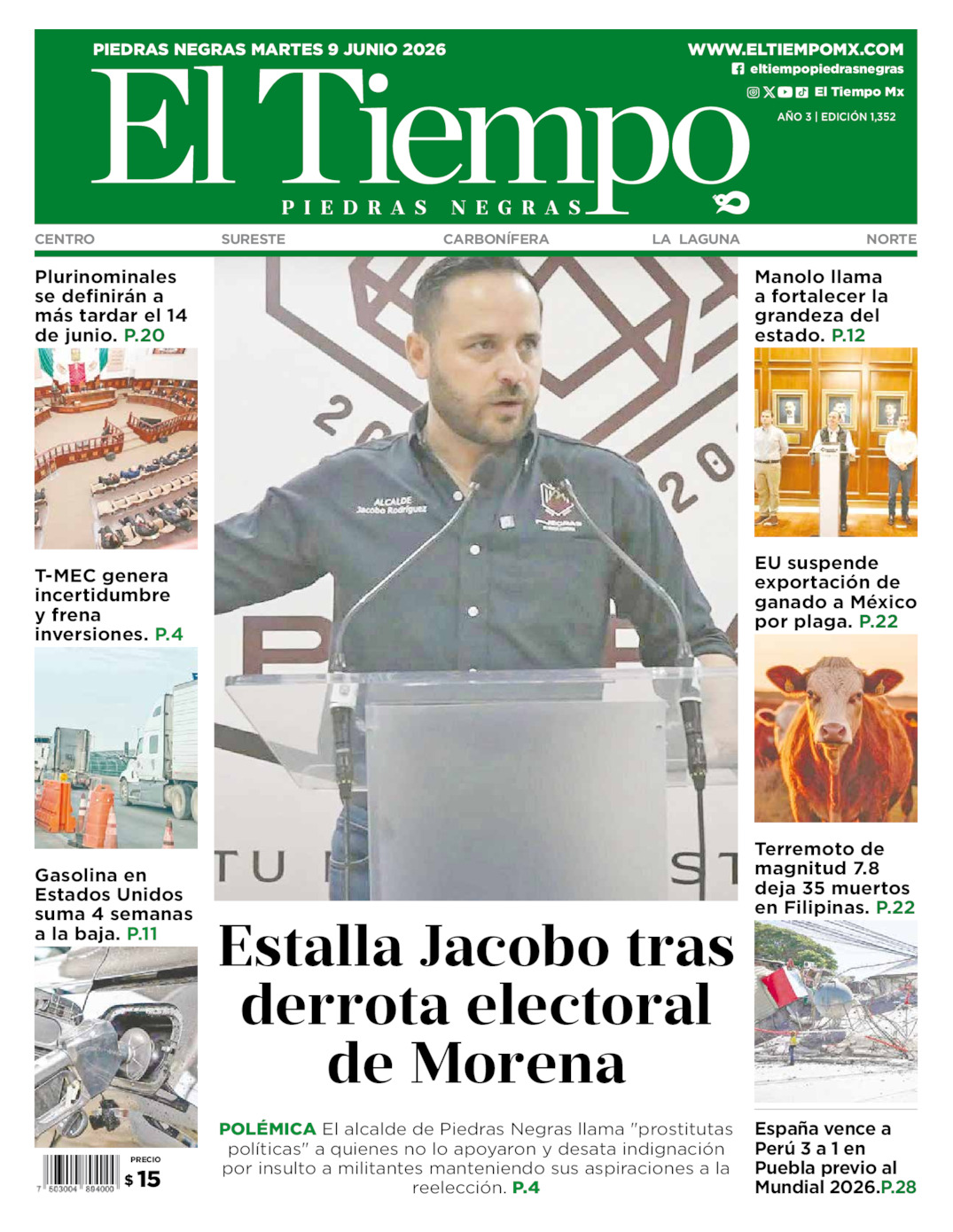 Edición impresa de El Tiempo Piedras Negras