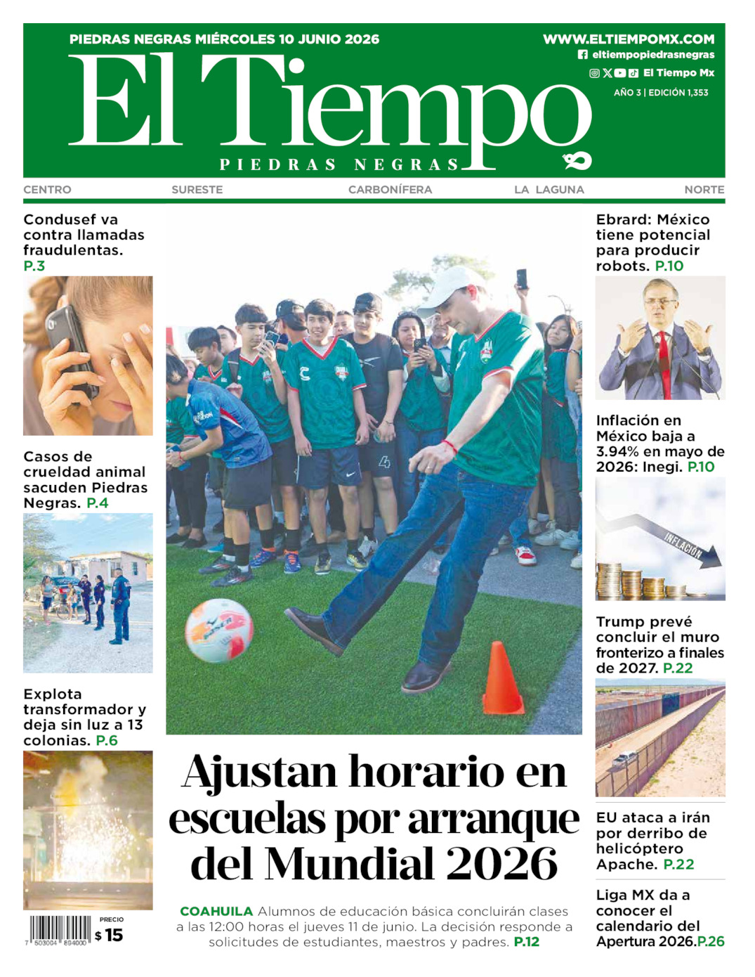 Edición impresa de El Tiempo Piedras Negras