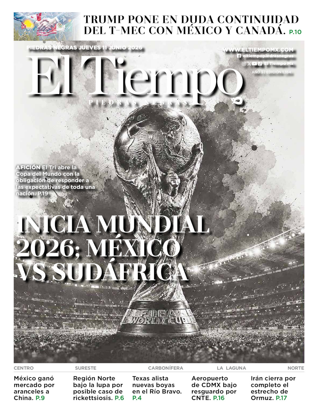 Edición impresa de El Tiempo Piedras Negras