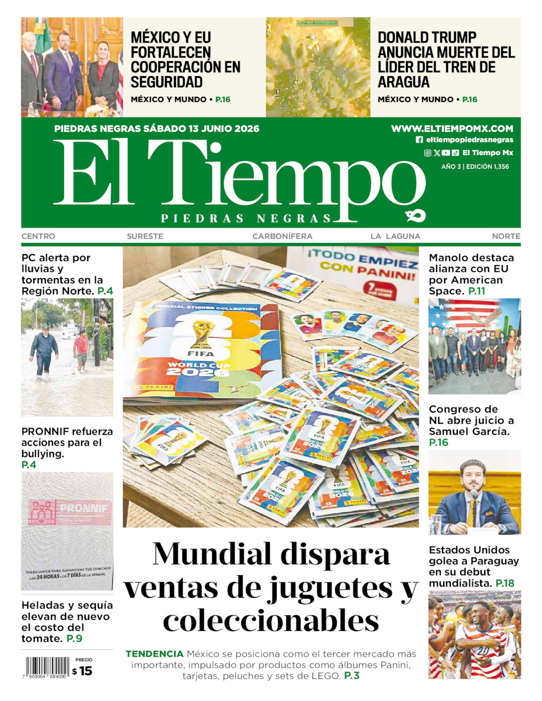 Edición impresa de El Tiempo Piedras Negras
