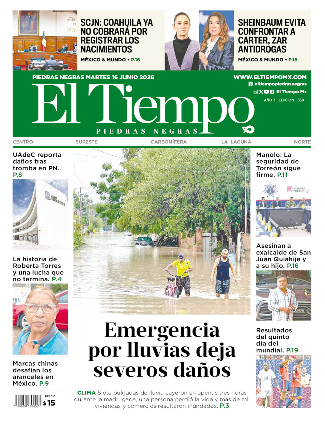 Edición impresa de El Tiempo Piedras Negras