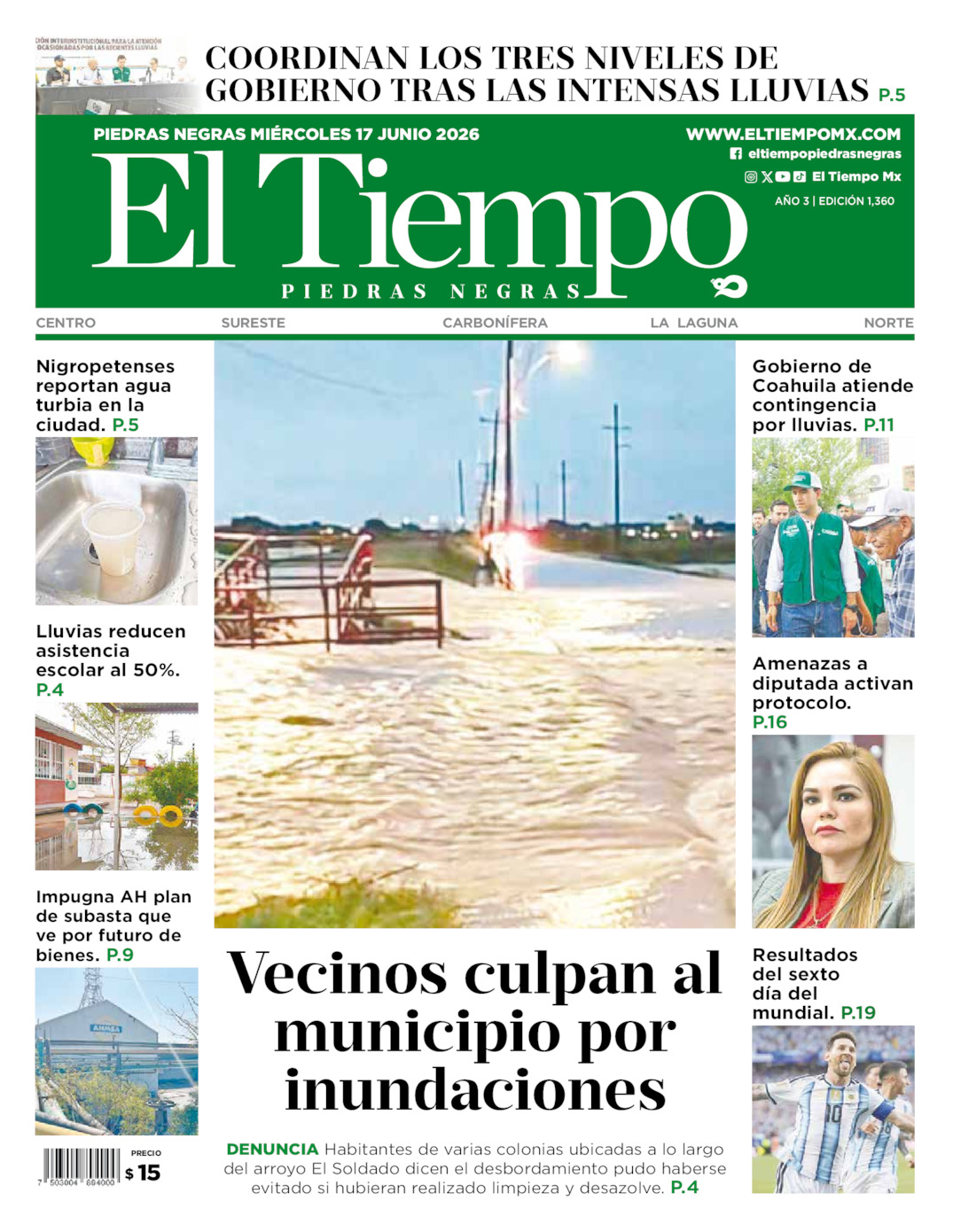 Edición impresa de El Tiempo Piedras Negras