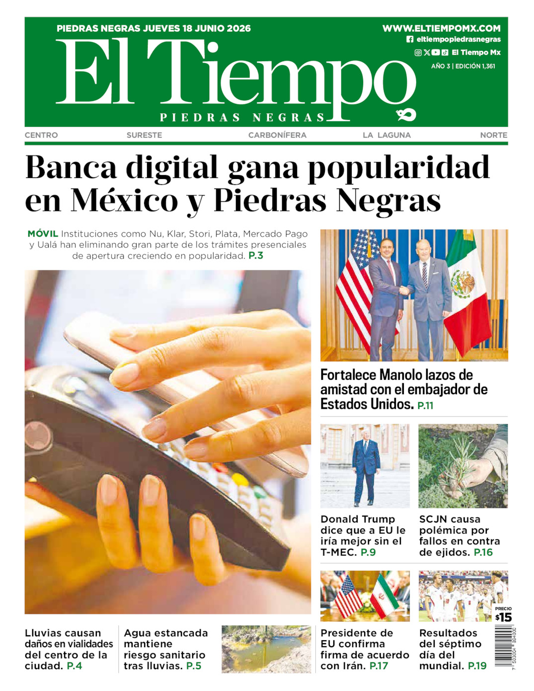 Edición impresa de El Tiempo Piedras Negras