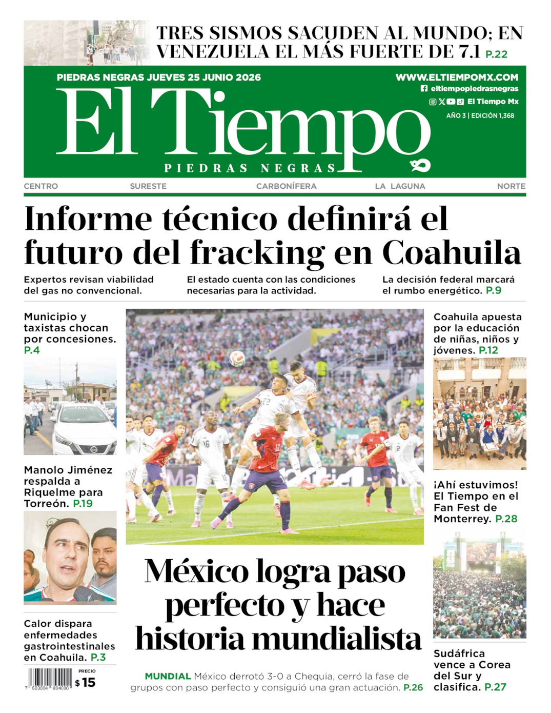 Edición impresa de El Tiempo Piedras Negras