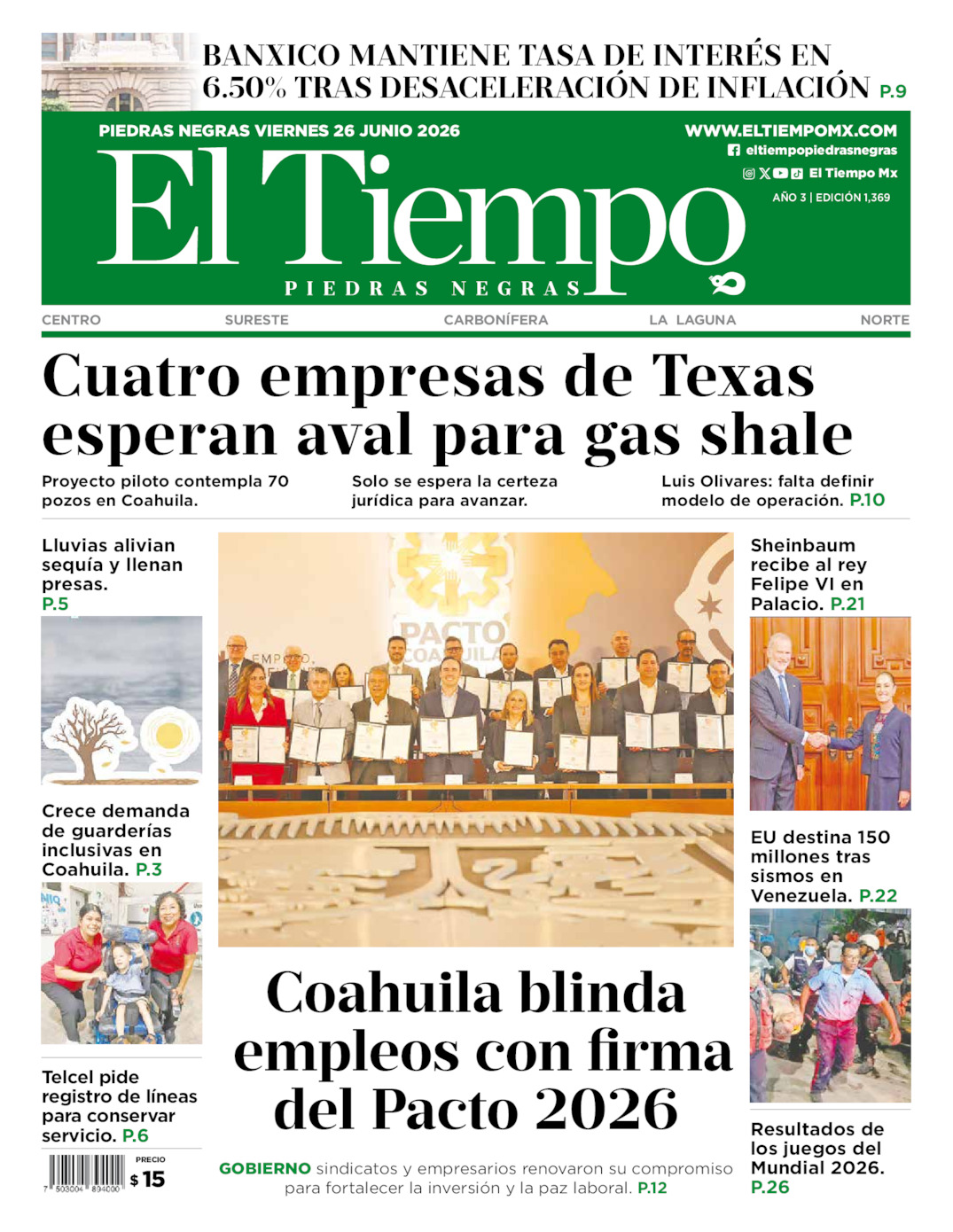 Edición impresa de El Tiempo Piedras Negras