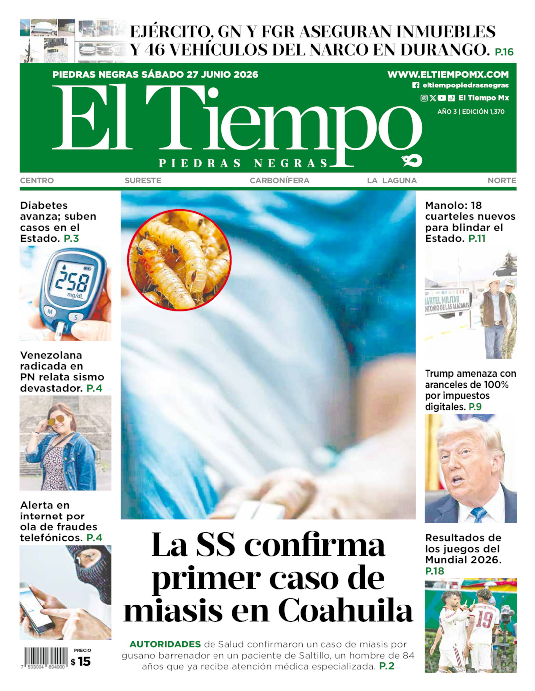 Edición impresa de El Tiempo Piedras Negras