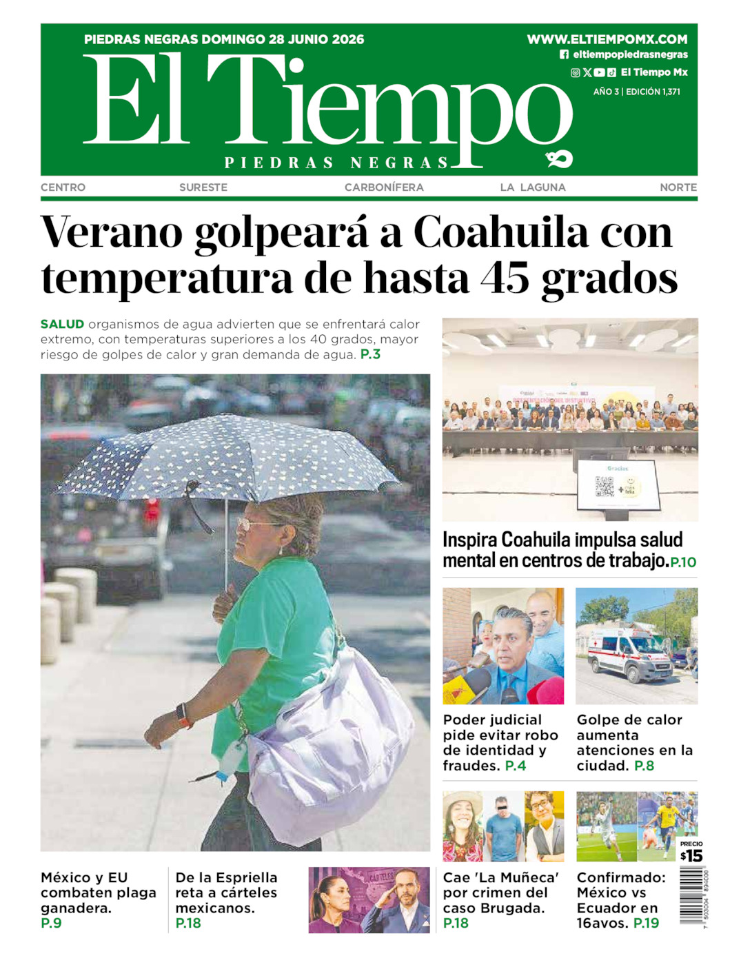 Edición impresa de El Tiempo Piedras Negras