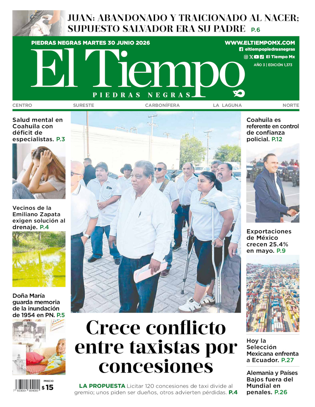 Edición impresa de El Tiempo Piedras Negras