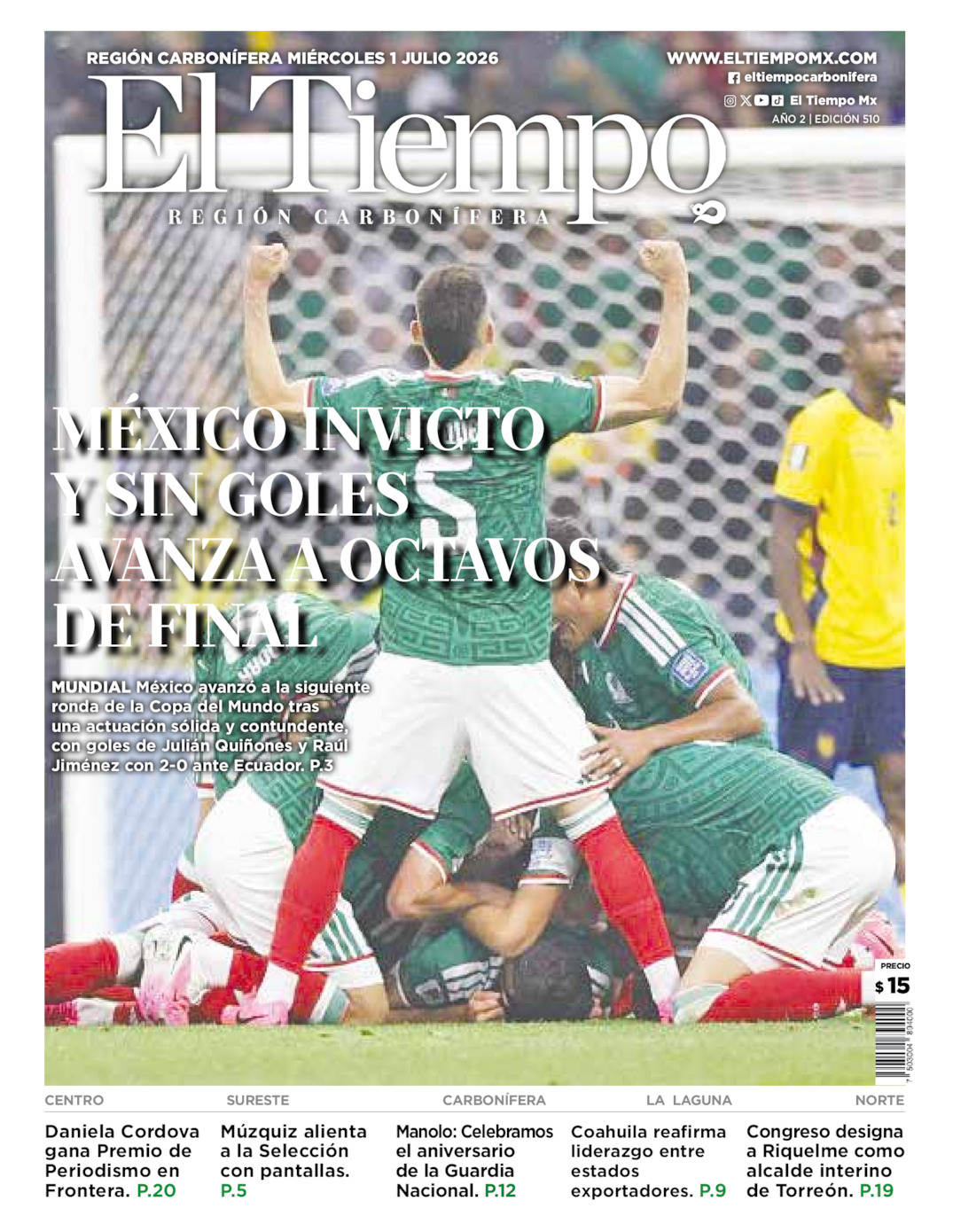 Edición impresa de El Tiempo Región Carbonífera