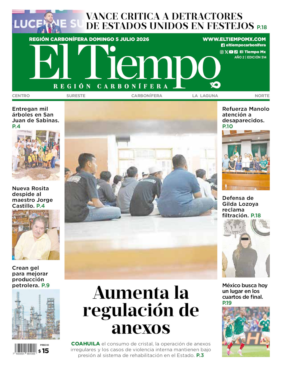 Edición impresa de El Tiempo Región Carbonífera