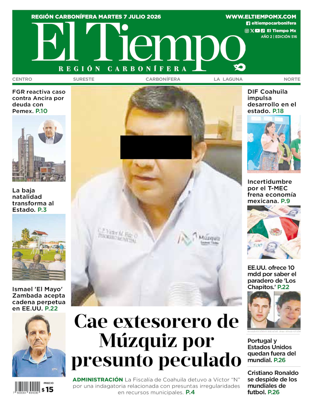 Edición impresa de El Tiempo Región Carbonífera