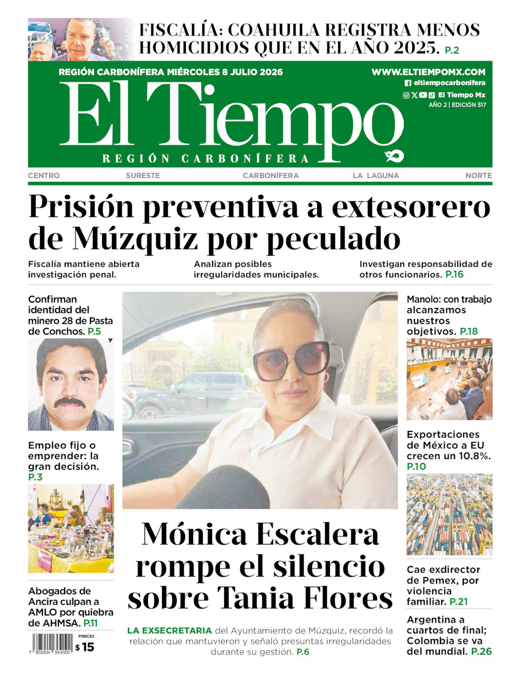 Edición impresa de El Tiempo Región Carbonífera