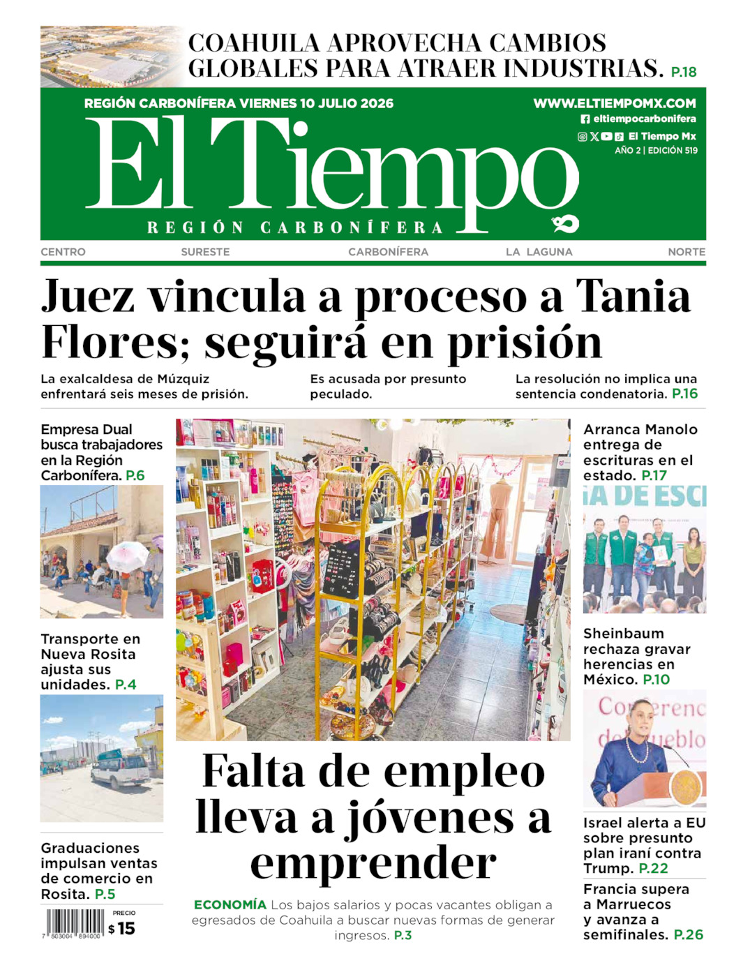 Edición impresa de El Tiempo Región Carbonífera