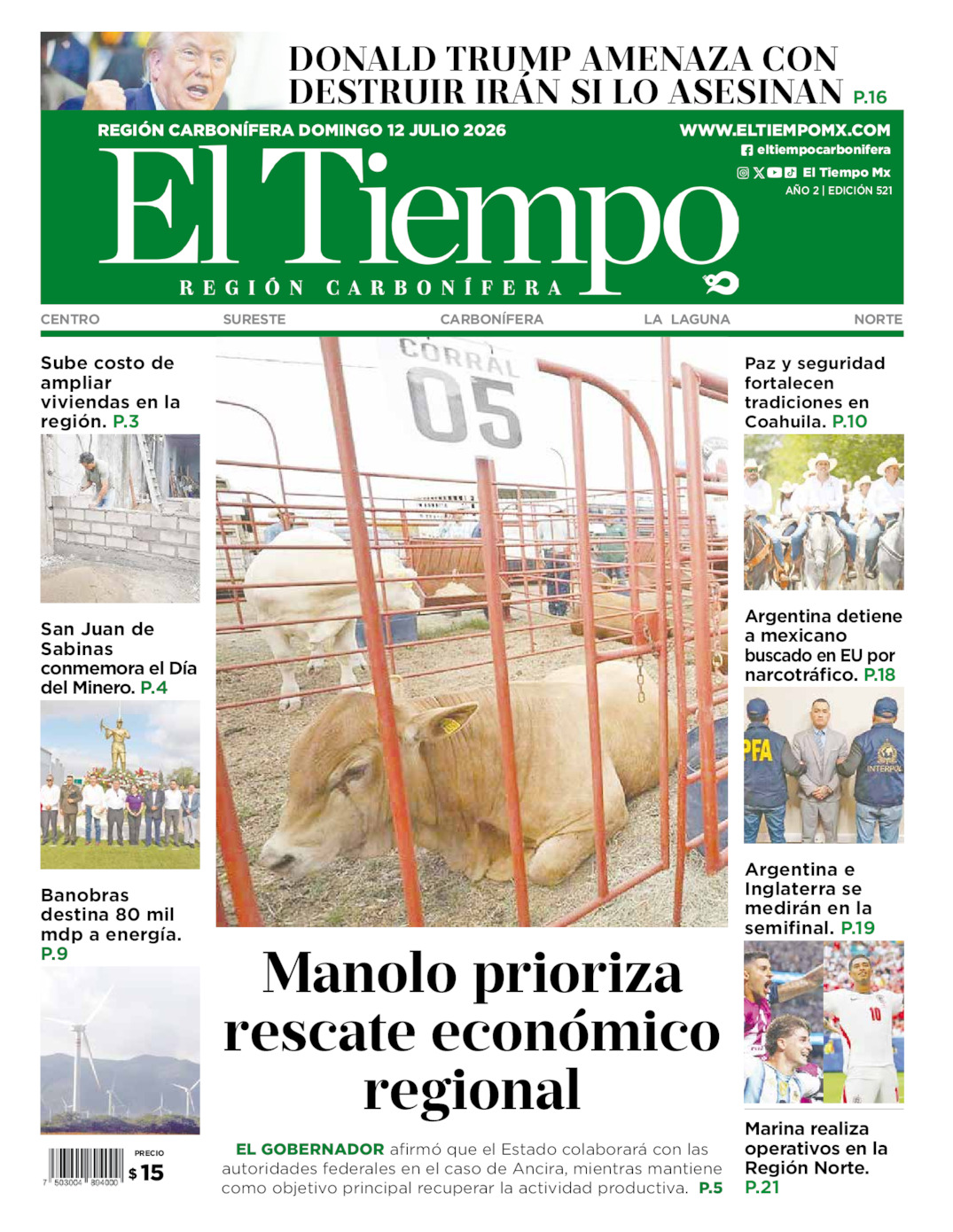 Edición impresa de El Tiempo Región Carbonífera