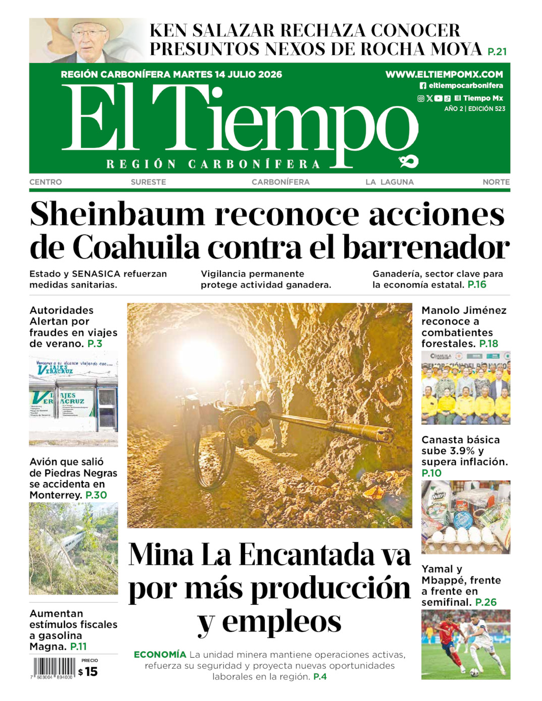 Edición impresa de El Tiempo Región Carbonífera