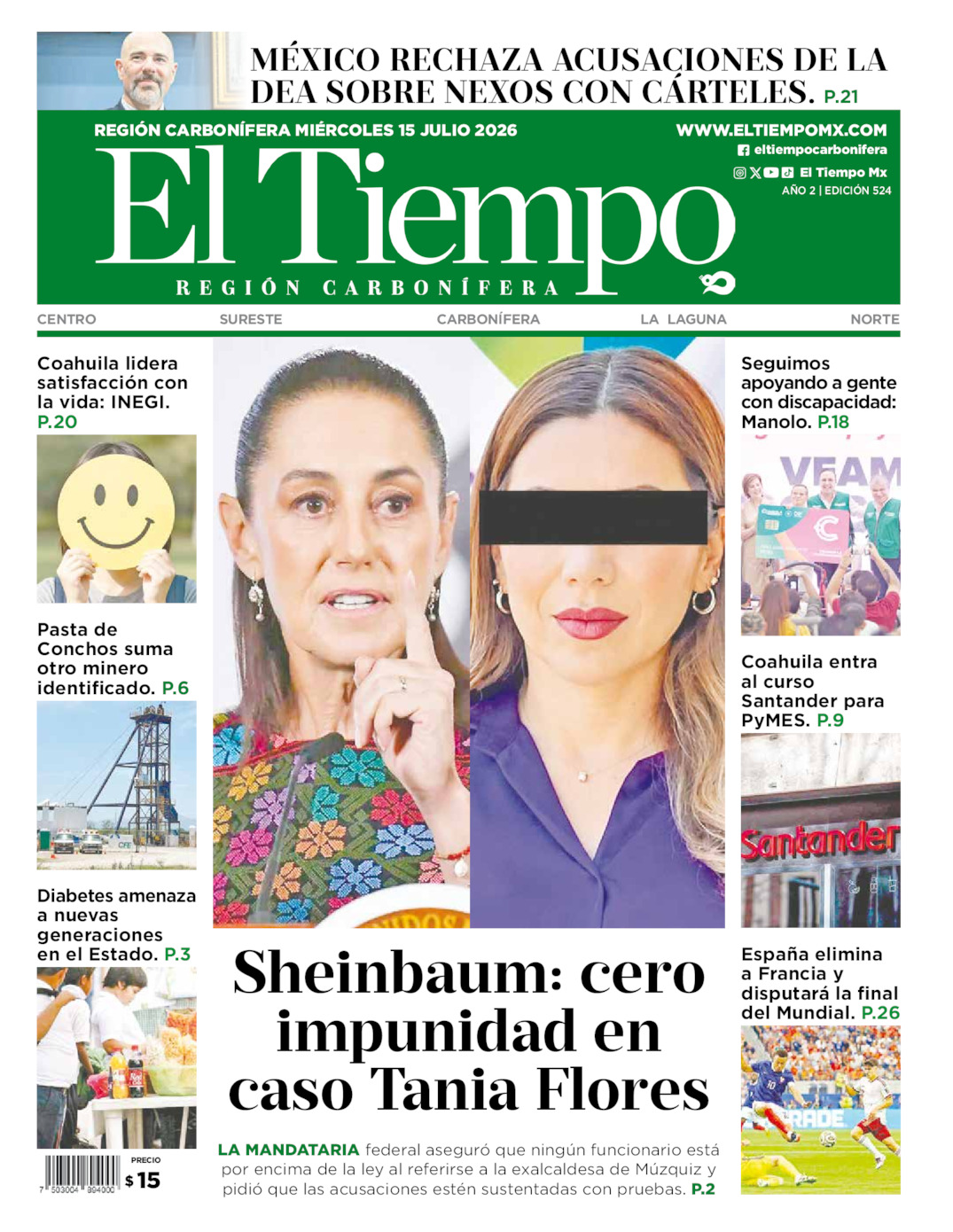 Edición impresa de El Tiempo Región Carbonífera