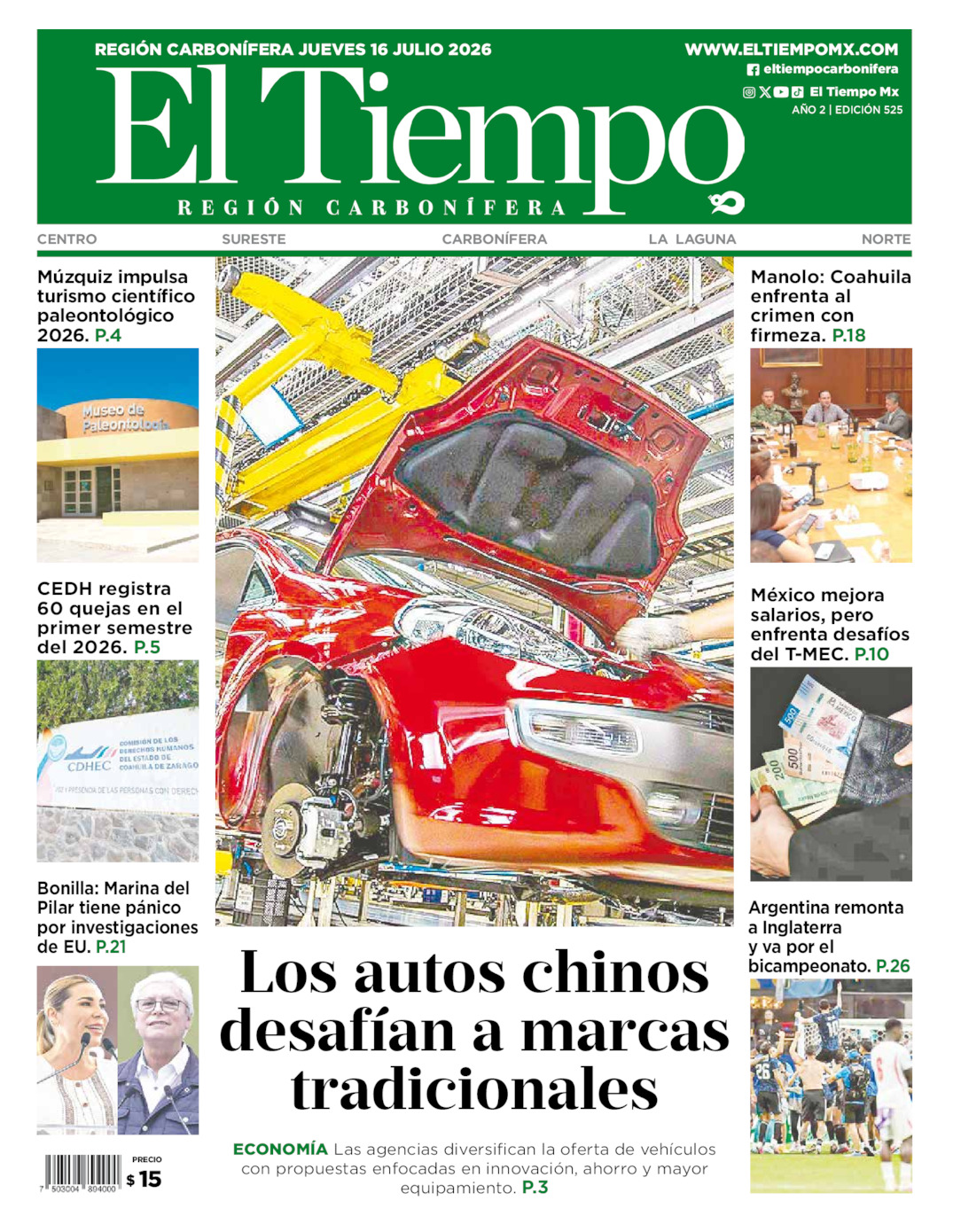 Edición impresa de El Tiempo Región Carbonífera