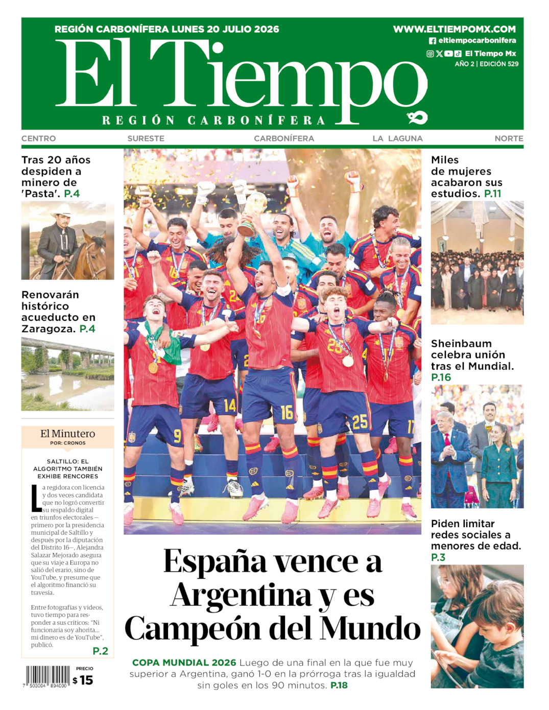 Edición impresa de El Tiempo Región Carbonífera