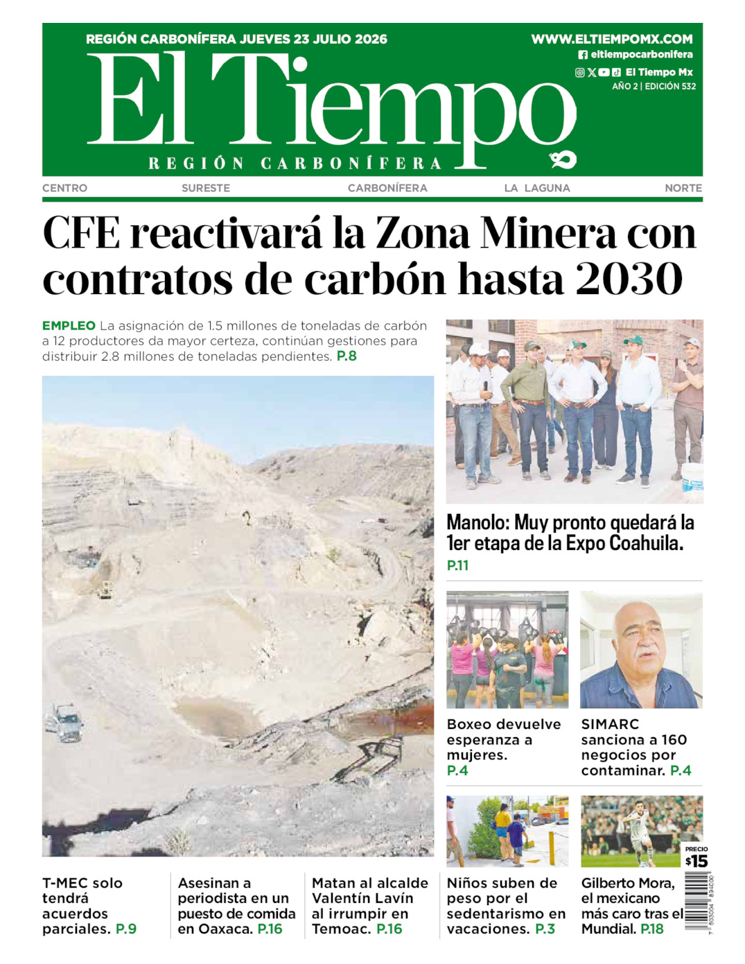 Edición impresa de El Tiempo Región Carbonífera